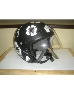 CASQUE PROJECT NOIR MOTIF FLEURS BLANCHES - ENFANT
