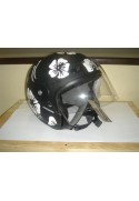 CASQUE PROJECT NOIR MOTIF FLEURS BLANCHES - ENFANT